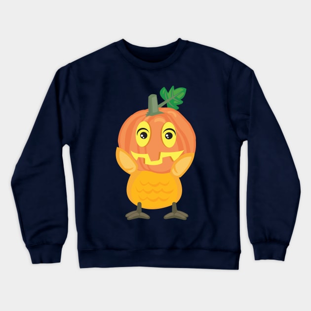 Pumpkin Owl Halloween Cute Design Crewneck Sweatshirt by Uncle Fred Design